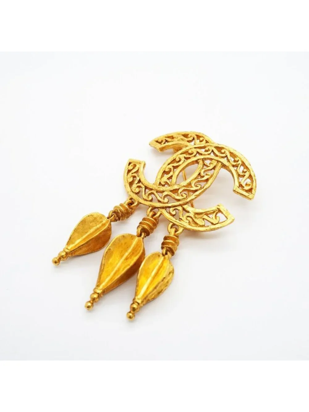 Chanel Brooch Vintage CC Logo Gold Plated